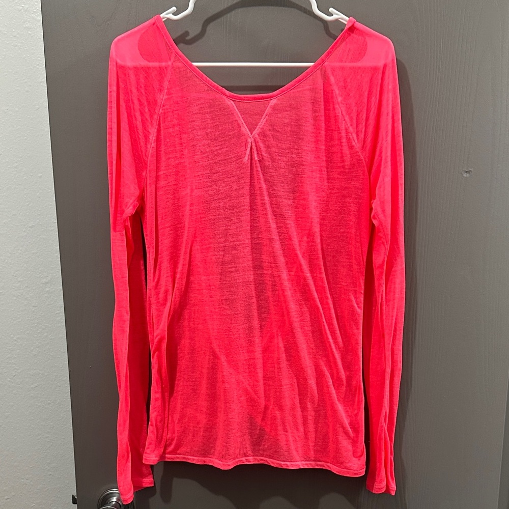 Maurices Vibrant Pink Open Back Long Sleeve Tee